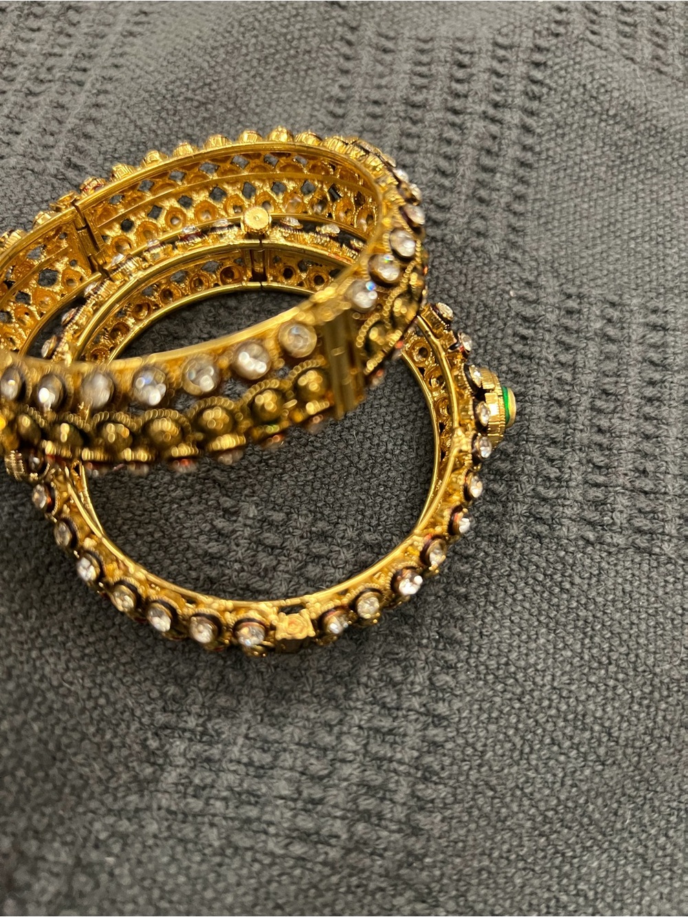 Elegant Gold Crystal Hinged Bangle Bracelet - Women Jewelry